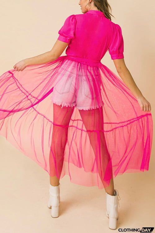 Showing Off A Little Shirt Cover Dress