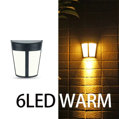 1pc New High Quality Wall Lamp Solar Light 6 LED Outdoor Garden Wall Path Yard Landscape Lighting Cool White Warm RGB changeable