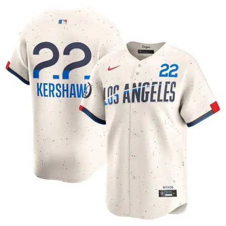 Men's Los Angeles Dodgers #22 Clayton Kershaw  Cream 2024 City Connect Limited Player Jersey