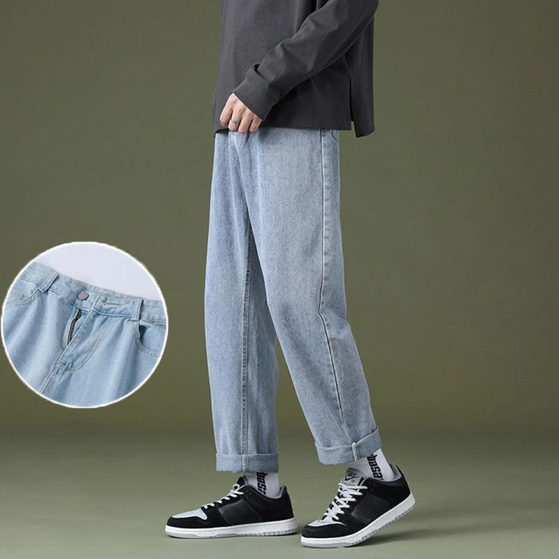 Tomroads Male Cowboy Pants with Pockets Trousers Cropped Straight Jeans for Men Stylish High Quality Baggy New in Aesthetic Cheap Loose