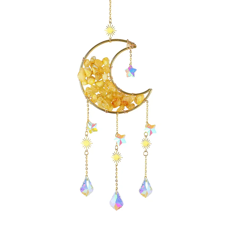 Metal Moon Crystal Frame Pendant Durable Hangable Window Accessories for Balcony gbfke