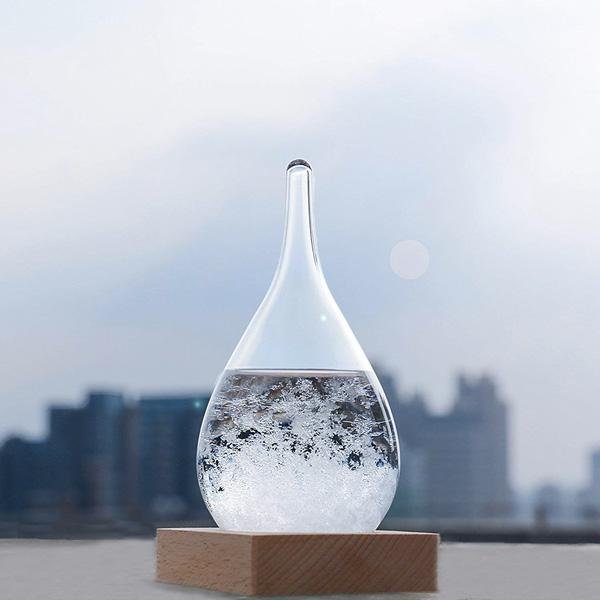 Weather Forecast Storm Glass with Wood Base