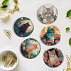 Un ensemble (8pcs) chat en bois - 5d bricolage artisanat sous-verres