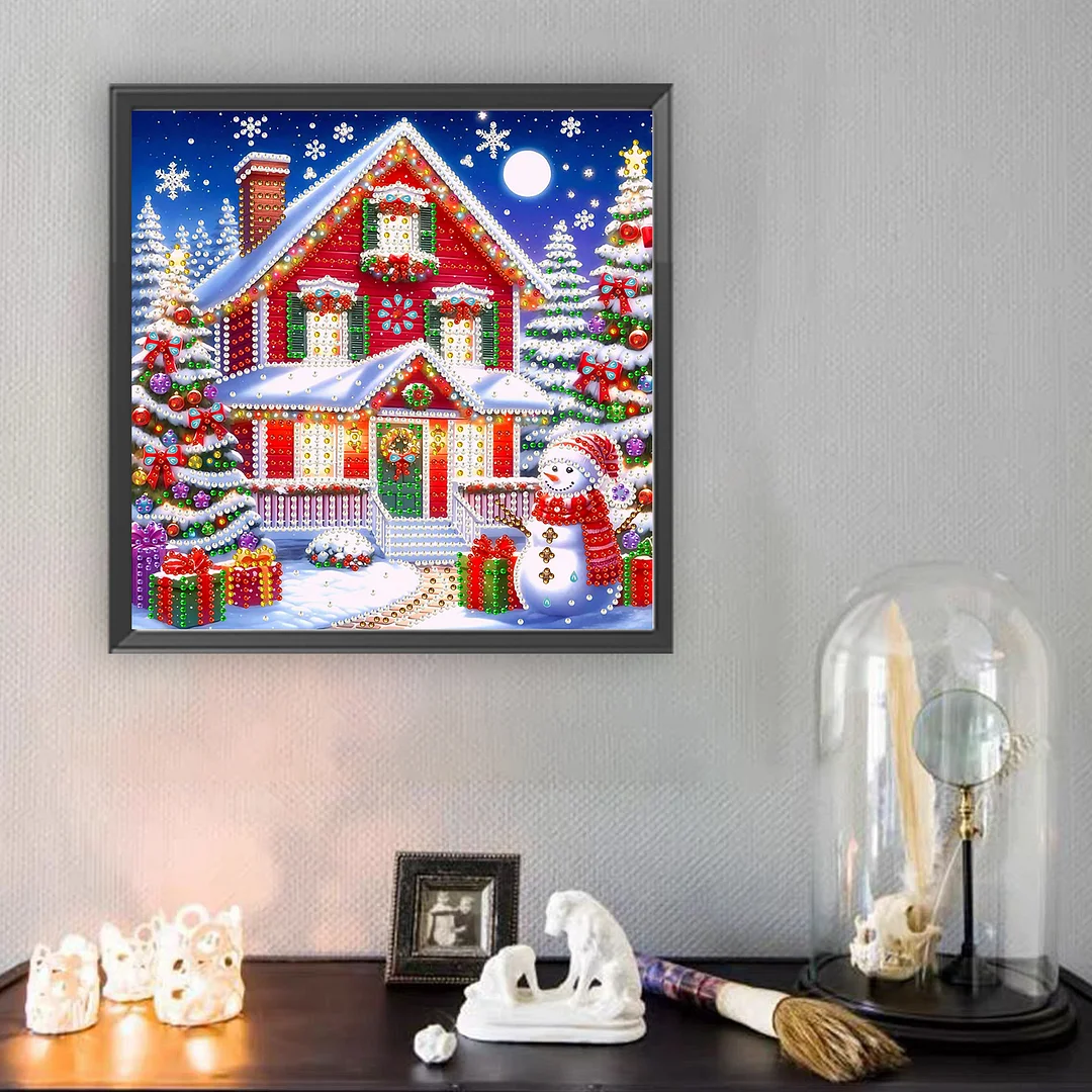 Christmas House - Diamond Painting - Partial Special Shaped Drill(Canvas|30*30cm)