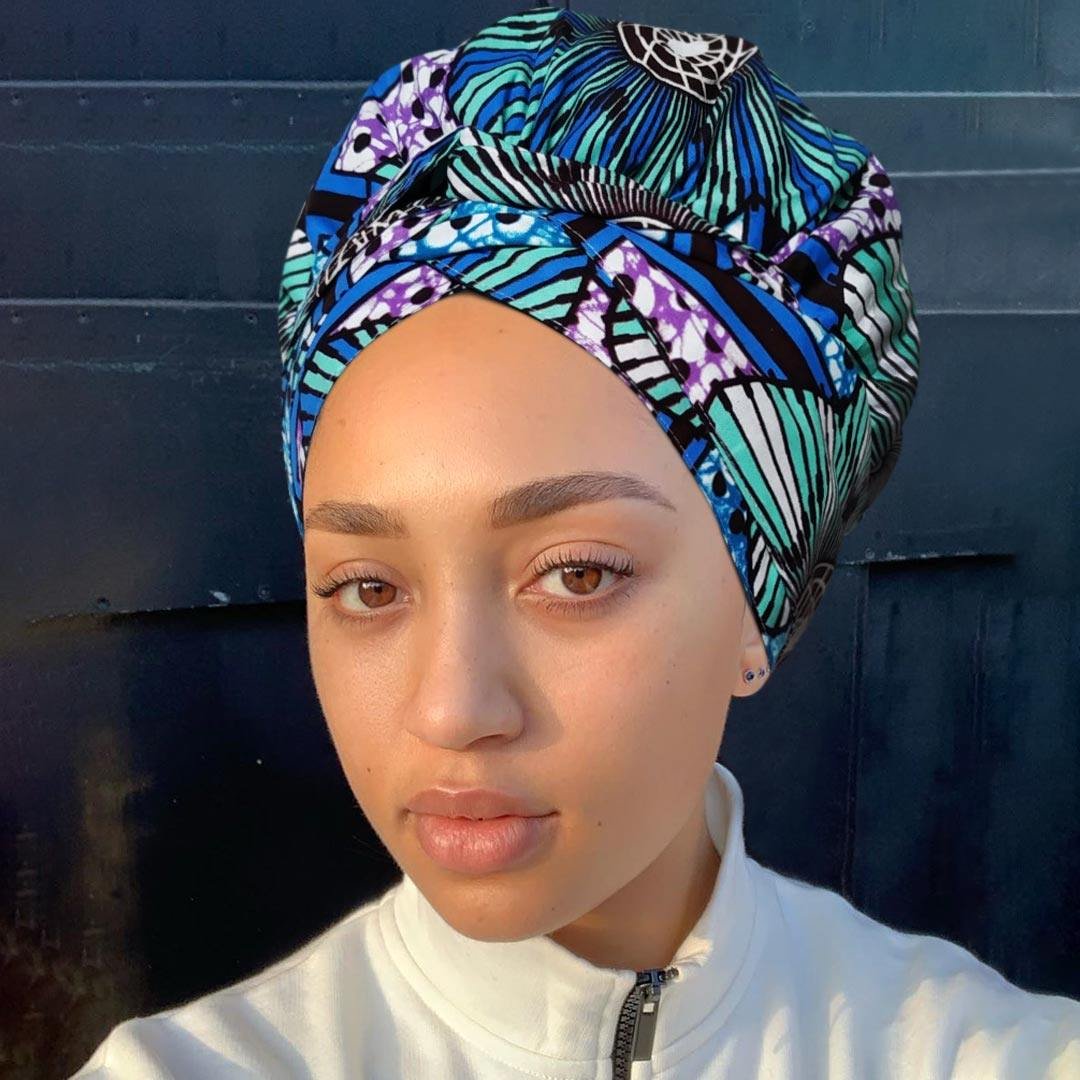 African Print Head Wrap With Satin-Lined - AW1214