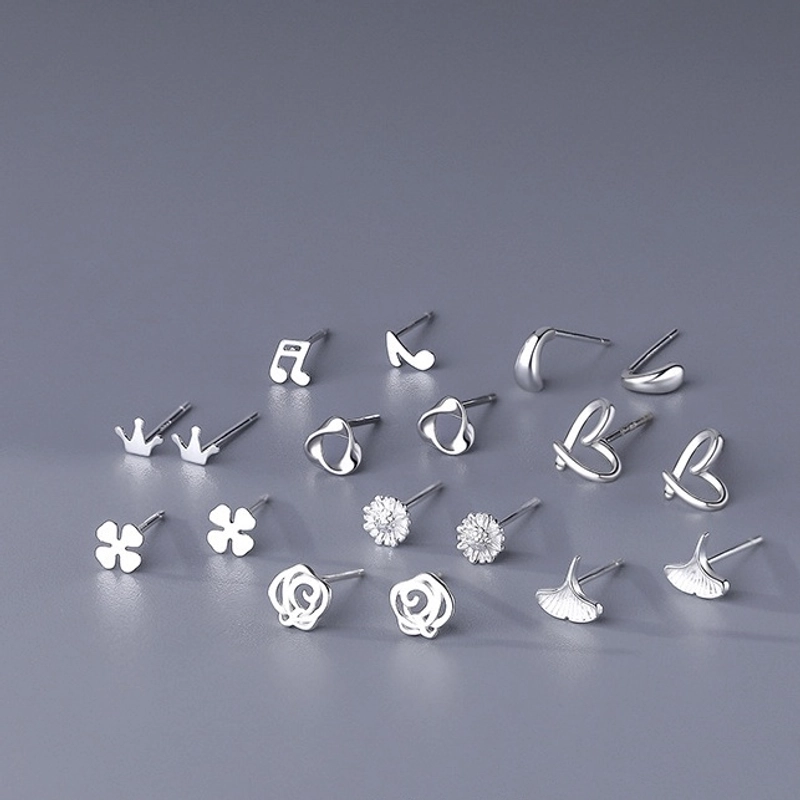 Sterling Silver Rose Notes Ear Studs