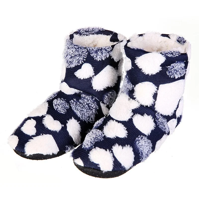Glglgege Ladies Home Floor Soft Women indoor Slippers sole Cotton-Padded Shoes Female Cashmere Warm Casual Heart-shaped Shoes