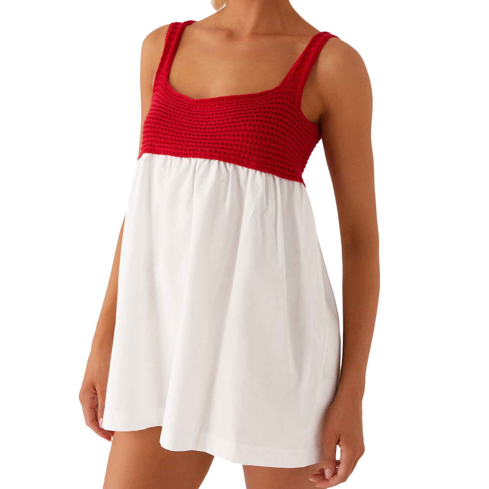 Smartlearncraft Women Patchwork Knitted Mini Dress Summer Sleeveless Casual Loose Short Dresses for Beach Party Vacation Holiday Sundress