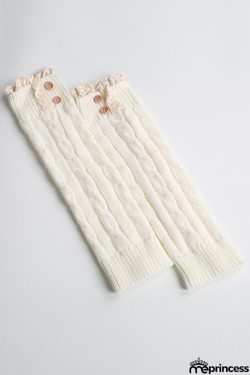 Lace Rim Braided Leg Warmers Lace Rim