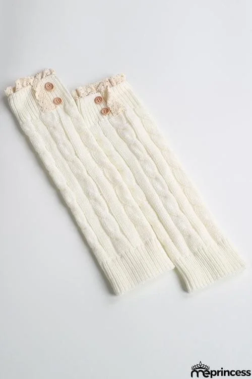 Lace Rim Braided Leg Warmers Lace Rim