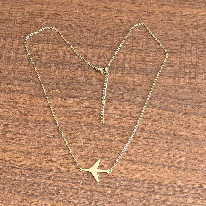 Sweet Minimalist Cat Butterfly Airplane 304 Stainless Steel 18K Gold Plated Plating Pendant Necklace