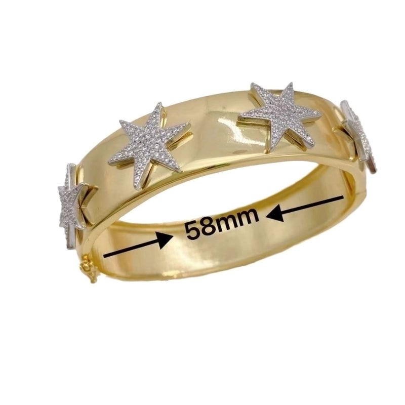 Vintage Style Classic Style Star Moon Heart Shape Copper Zircon Mixed Metal Plating Bangle