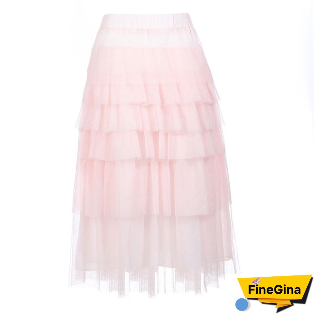 Fashion Summer Women Boho Lace Tiered Ruffle Flower High Waist Beach Long Skirt