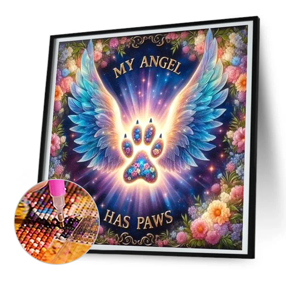 Diamond Painting - Full Round Drill - Paws Angel(Canvas|30*30cm)