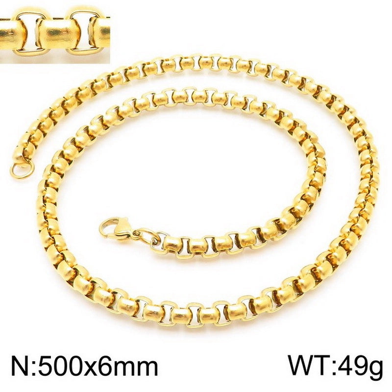 Fashion Classics Square Pearl Chain Men’s And Women’s Titanium Steel Necklace