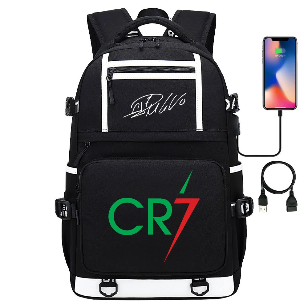 Get Your Little One Ready for School with the Cristiano Ronaldo Backpack - Featuring Double-Sided Pockets & Computer Protection Bag