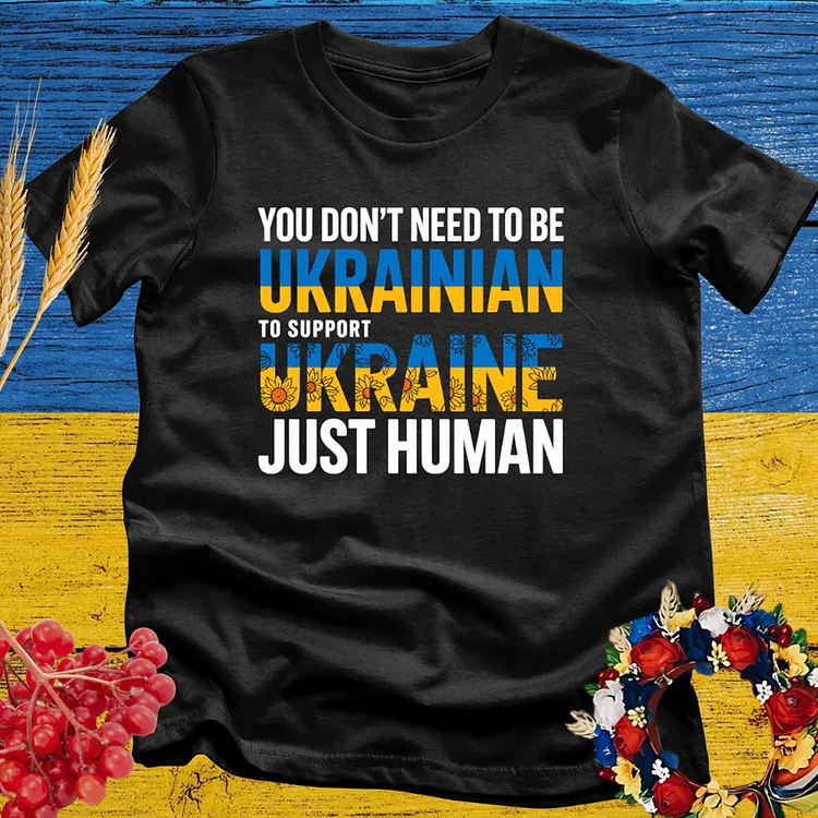 Unisex Casual Humanity For Ukraine Print T-shirt