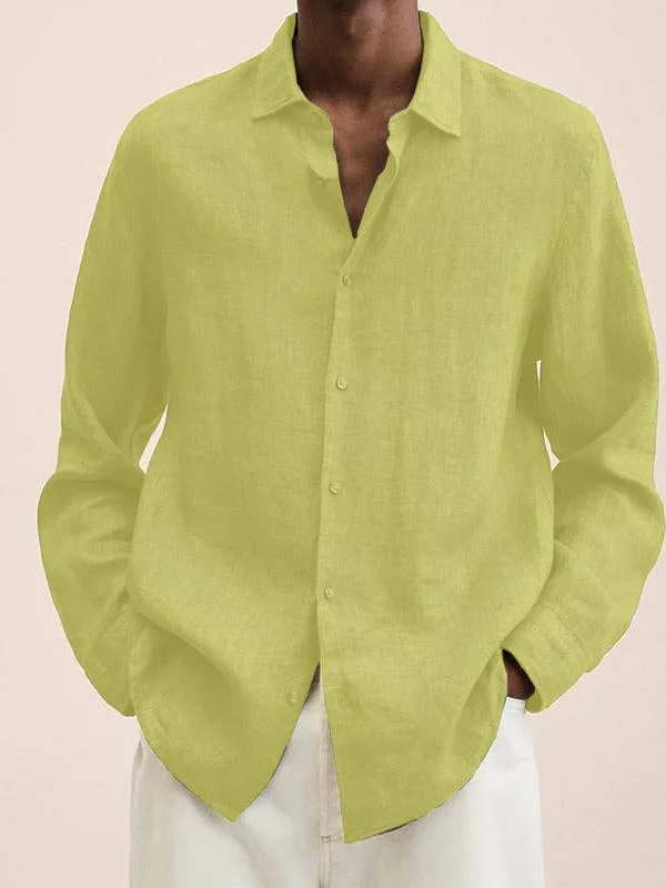 Men's Long Sleeves Linen Men's Casual Shirt socialshop