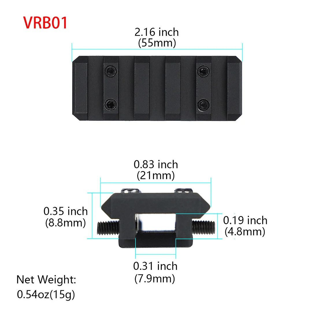 ohhunt &reg; Shotgun Ventilated Rib to Picatinny Rail Adapter 55mm/85mm Length 