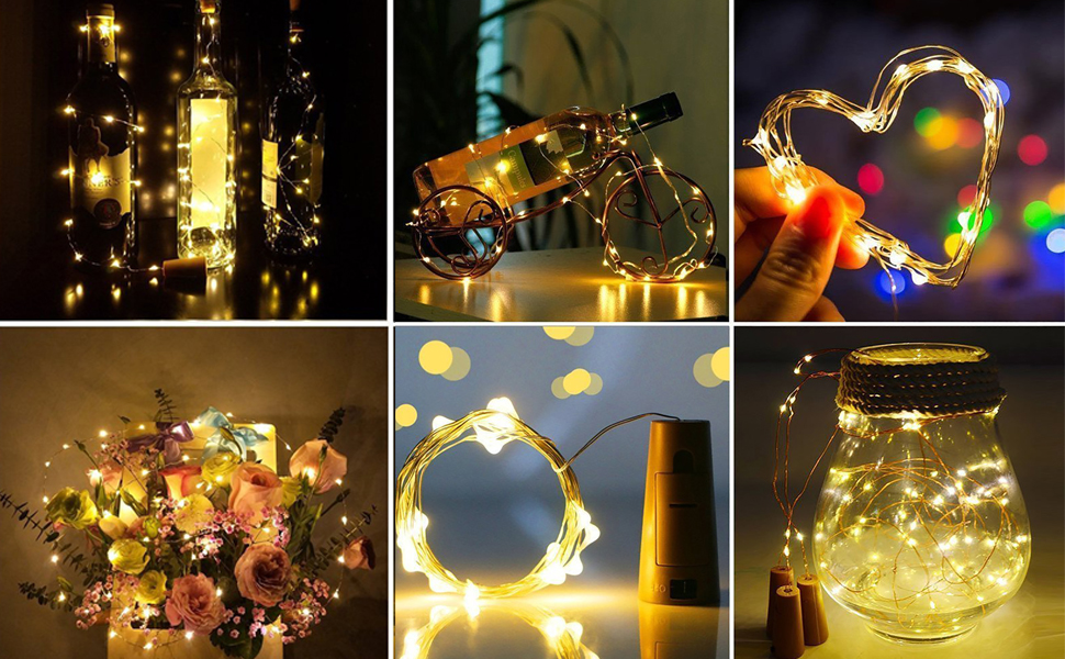 Tegooe LED Wine Bottle Cork String Lights - Copper Wire Fairy Decor
