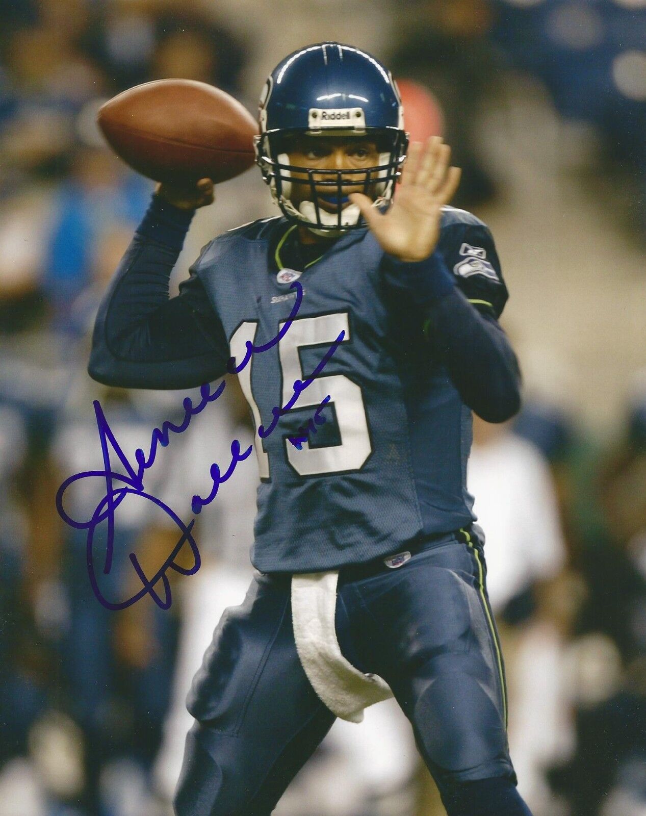 SENECA WALLACE SIGNED SEATTLE SEAHAWKS 8x10 Photo Poster painting #4