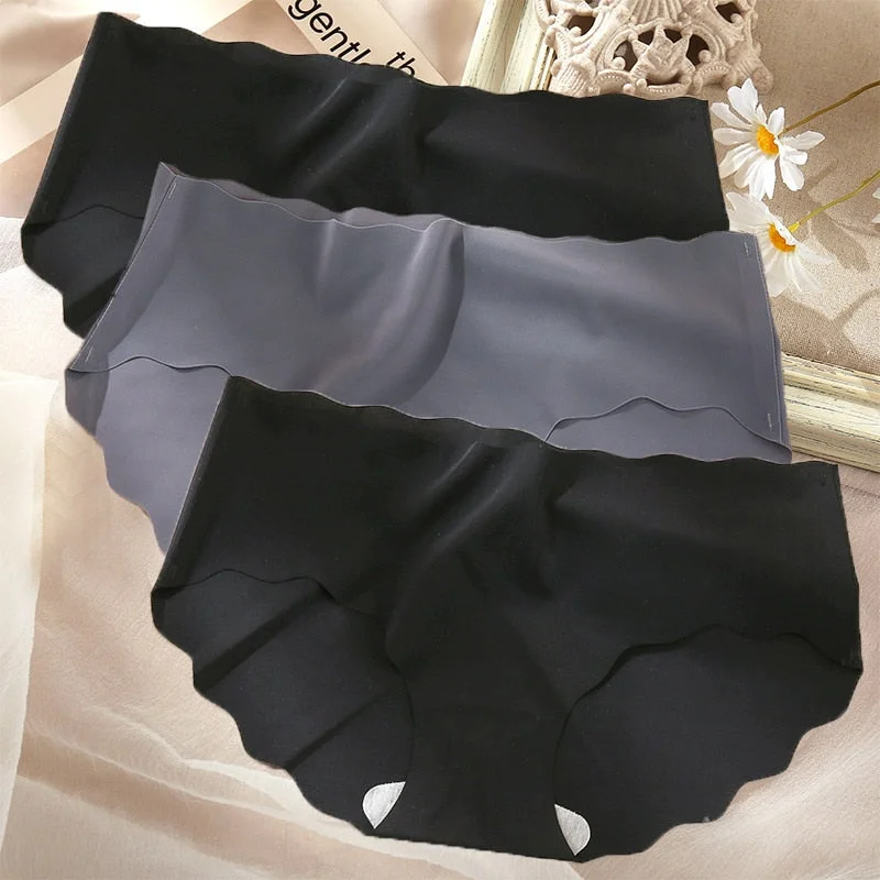 3PCS/Set Sexy Panties Women Seamless Underwear Female Briefs Underpants Invisible Intimates Lingerie One-Piece Low Waist Pantys