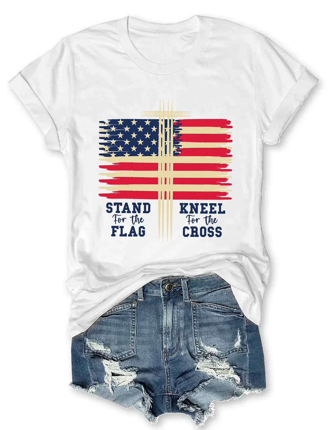 Stand For The Flag Kneel For The Cross T-shirt