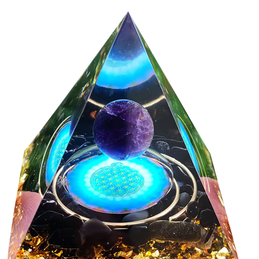 5cm Natural Stone Orgonite Pyramid Healing Crystals Orgone Energy Generator