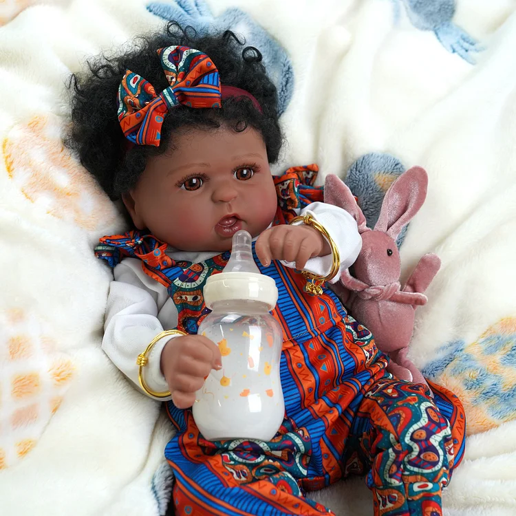 Babeside Realistic 20" Infant American African Red Suit Reborn Baby Doll Girl Kimi