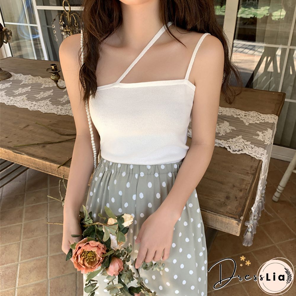 Summer Camisole Women's Double Strap Tank Vest Tops Skinny Elastic Orange Crop Tanks Summer Bottom Green Camis Top Vest Femme