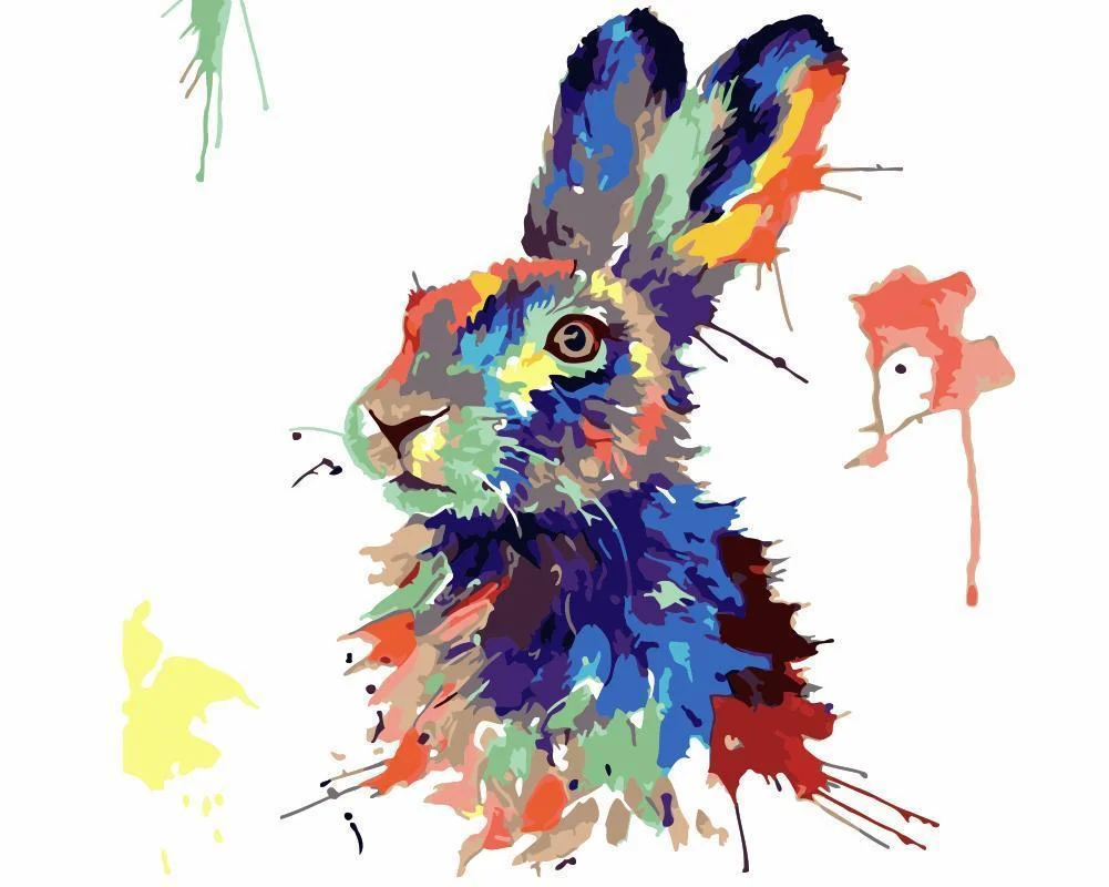 Animal Rabbit Paint By Numbers Kits UK For Beginners HQD1250