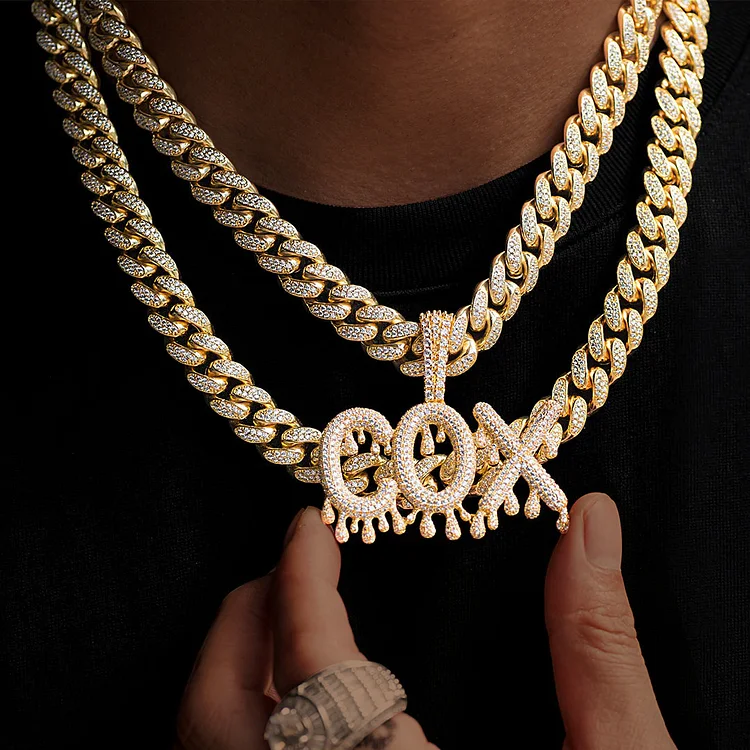 Custom Name Iced Out Teardrop Small Letters Pendant Personalized Necklaces