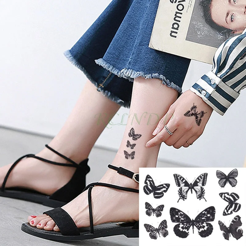 Waterproof Temporary Tattoo Sticker Beautiful Butterfly Small Body Art Fake Tatto Flash Tatoo Wrist Foot Hand for Men Women 706-2