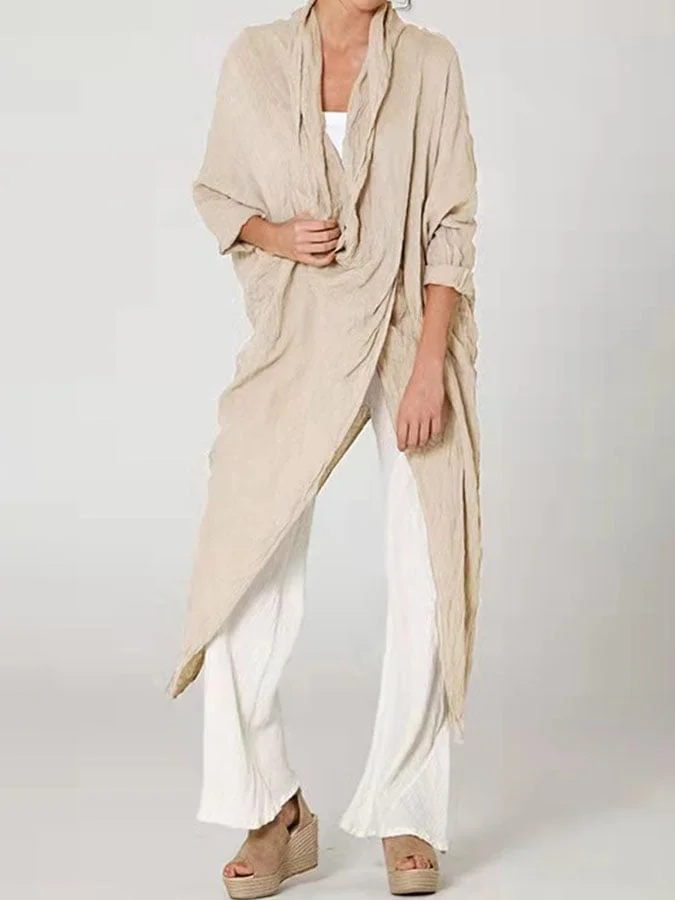 Cotton And Linen Slit Shirt
