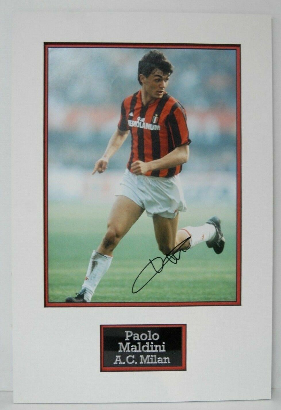 Paolo Maldini Signed 16X12 Mounted Photo Poster painting AC Milan & ITALY AFTAL COA (C)