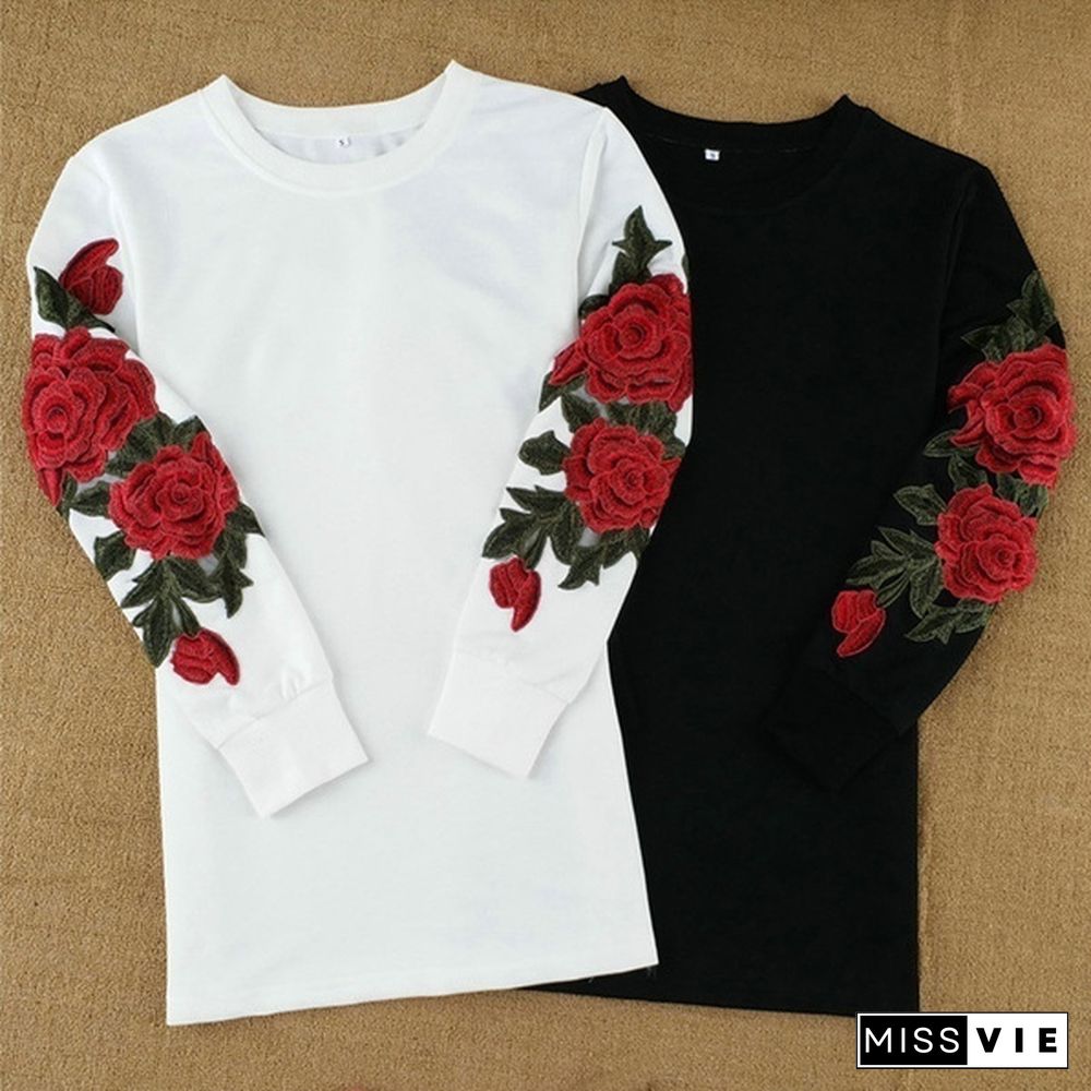 Women's Fashion Embroidery Long Sleeve Sweater Dress S-5XL