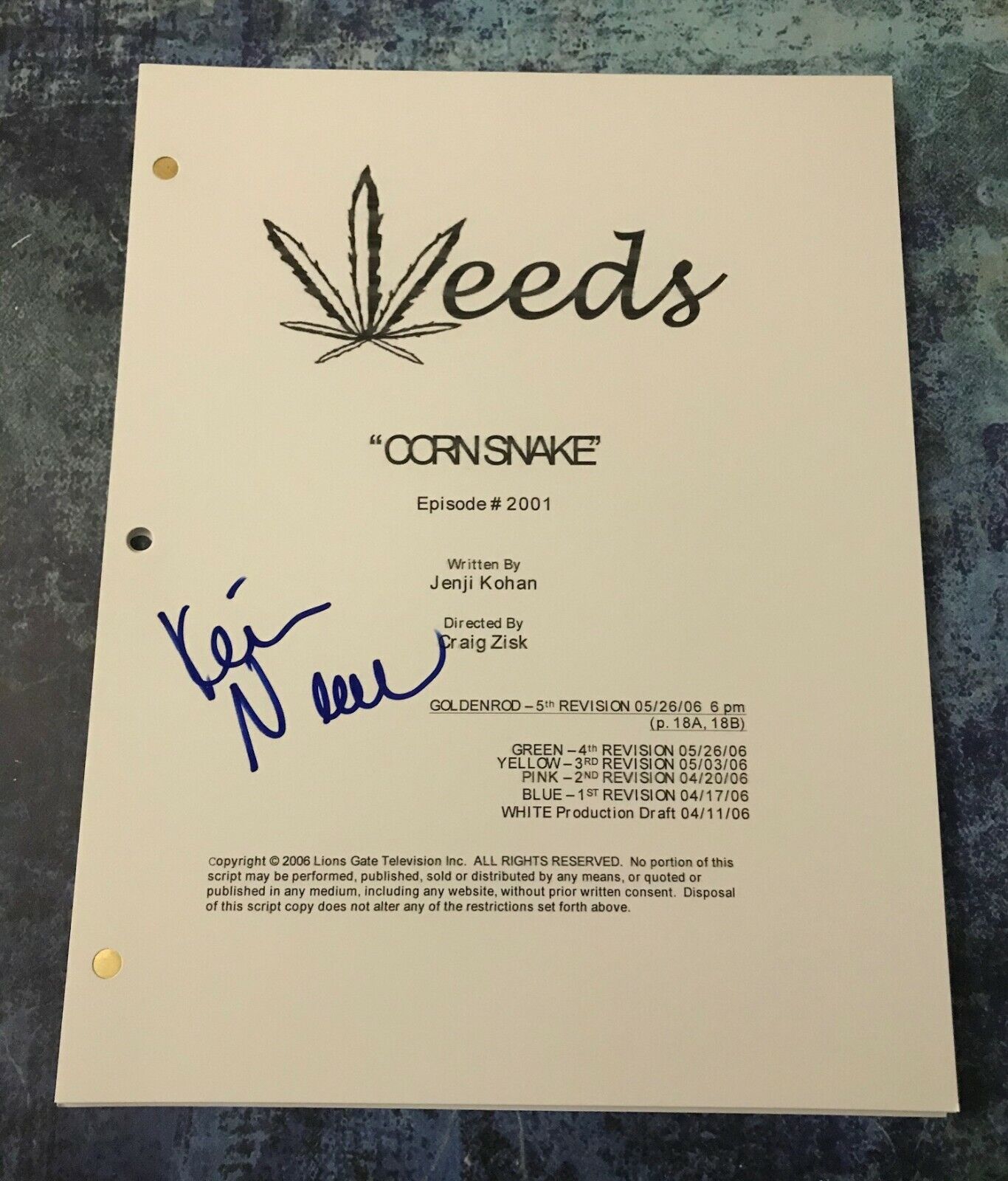 GFA Weeds Cornsnake Episode * KEVIN NEALON * Signed TV Script EXACT PROOF K2 COA