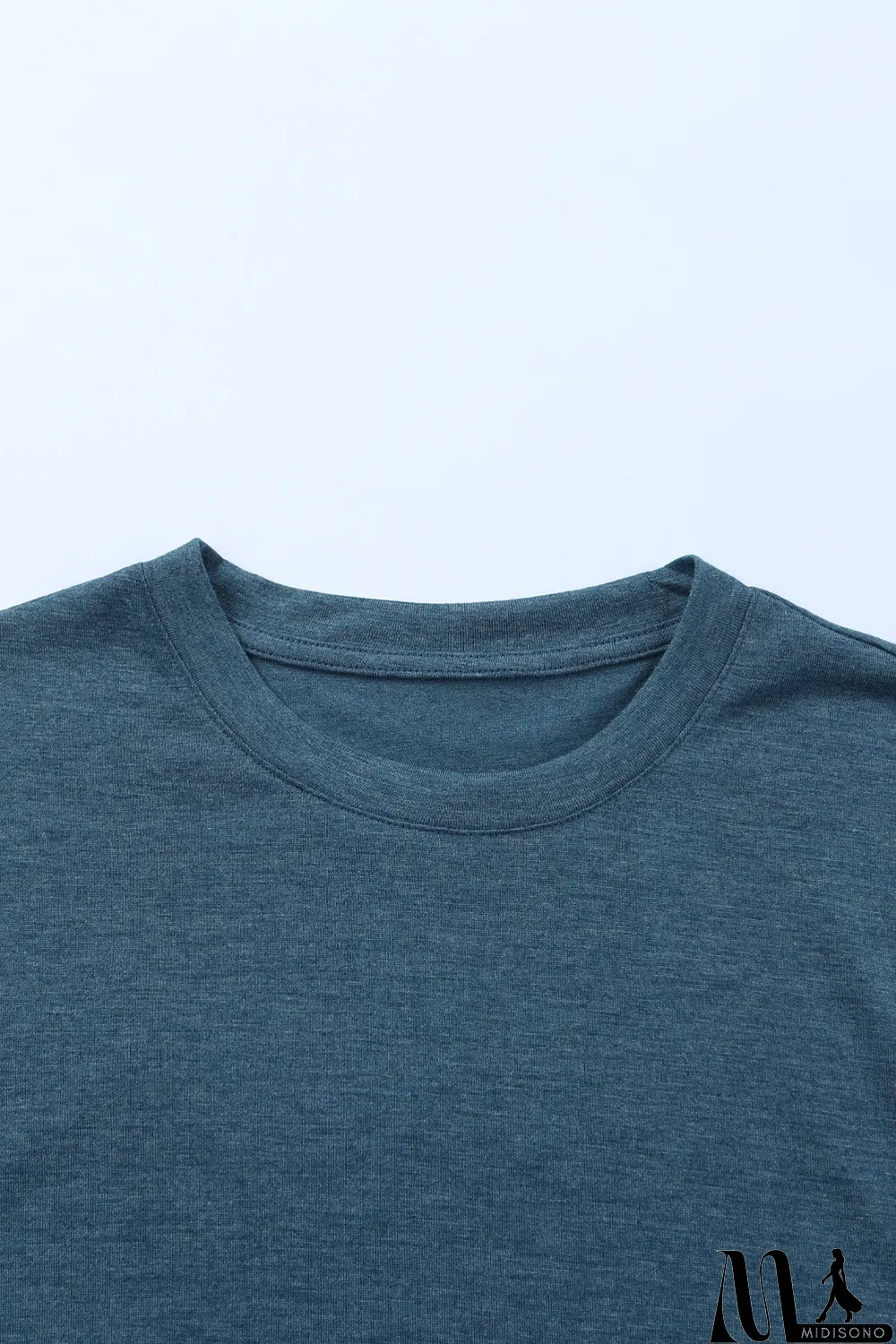 MidiSono - Blue Solid Basic Crewneck Short Sleeve Men's T-shirt