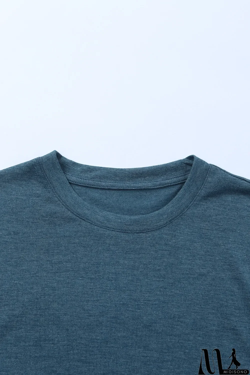 MidiSono - Blue Solid Basic Crewneck Short Sleeve Men's T-shirt