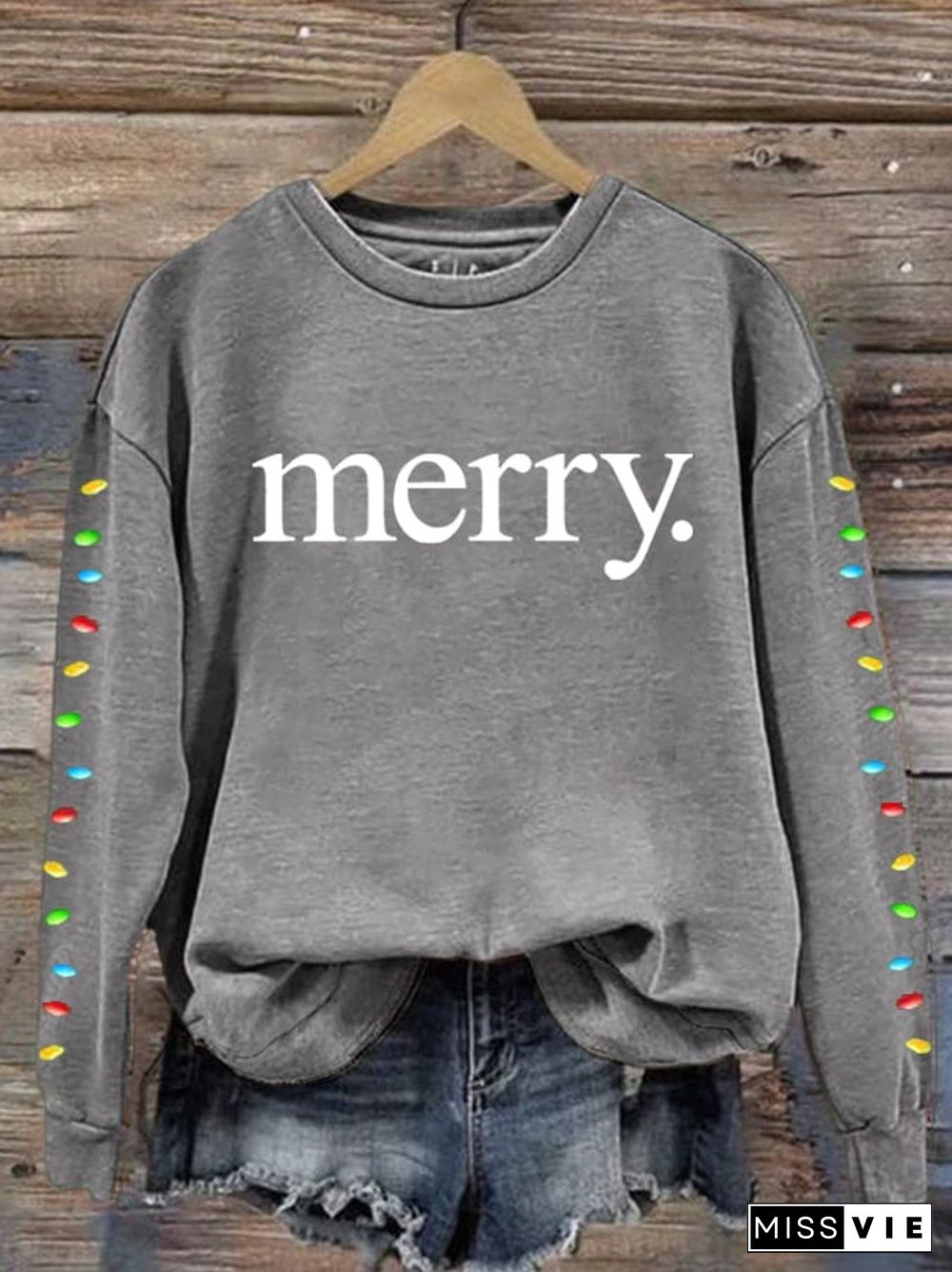 Women's Merry Print Long Sleeve Sweatshirt