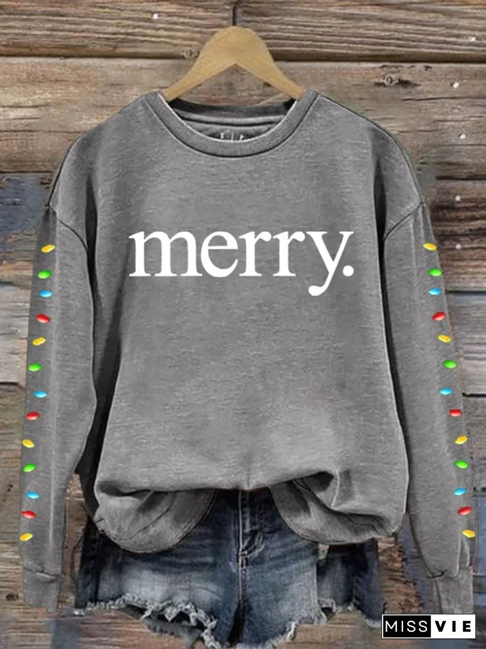 Women's Merry Print Long Sleeve Sweatshirt