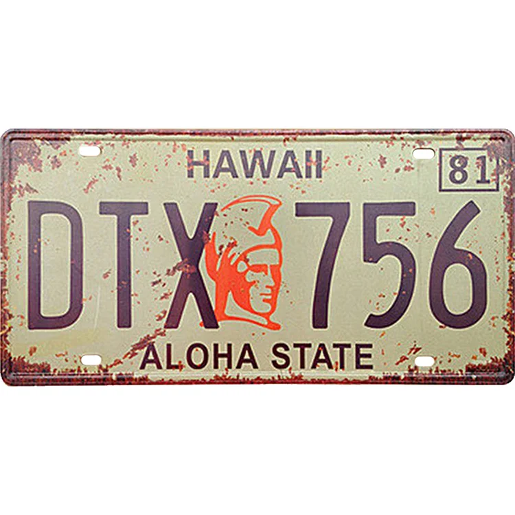 Hawaii dtx756 - plaque d’immatriculation de voiture panneaux en étain / panneaux en bois - 5.9x11.8in