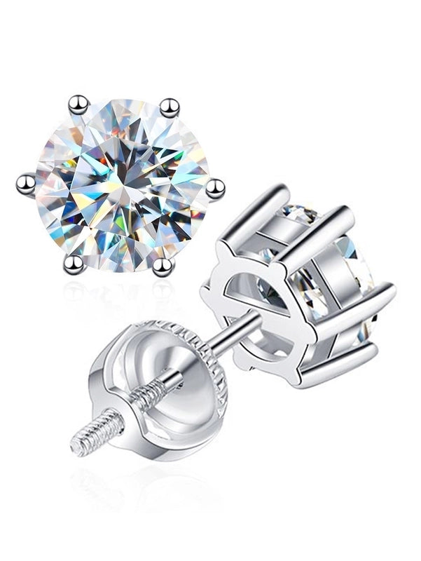 1 Pair 925 Sterling Silver Moissanite Geometric Ear Studs