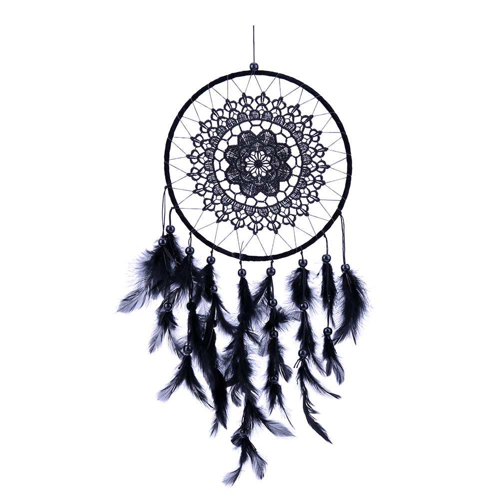 

Black Feather Lace Dream Catcher Feather Bead Hanging Decoration Ornament, 501 Original