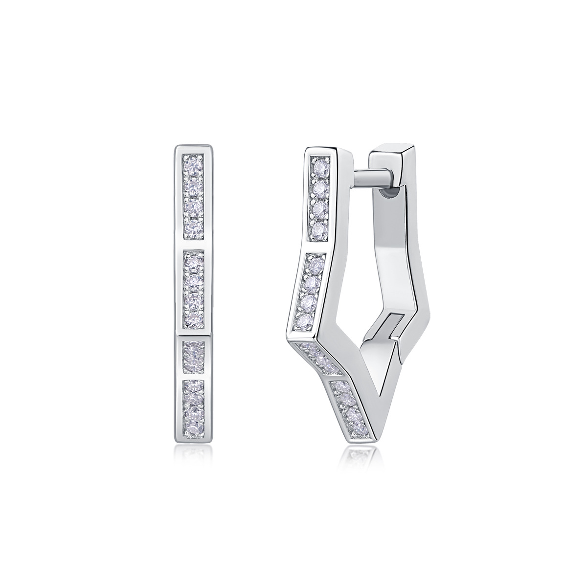  1MM D Color Full Moissanite Loop Hoop Earrings For Women Sparkling Ear Clip Jewelry Gift