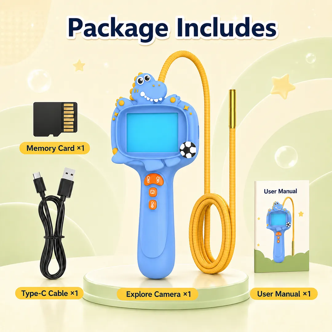 BEBANG Borescope Camera with Light for Kids, Snake Scope Camera for Outdoor Camping Nature Exploration