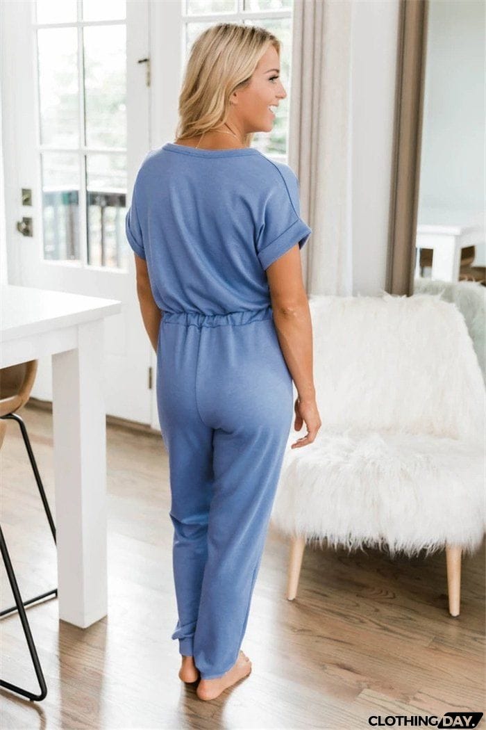 Super Comfy V Neck Casual Jumpsuit