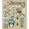 January Animal House Partial 14CT 2 Strands French DMC DIY Counted Cross Stitch Kits for Beginners Adults Home Decor Cross Stitch Patterns Arts Craft Kits 19x22cm