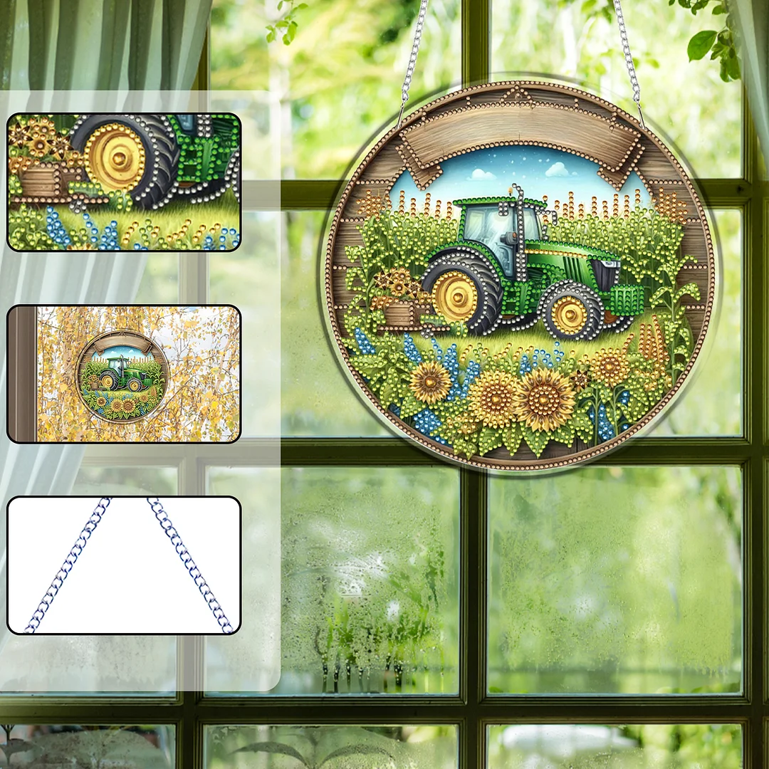 Manor Car 2D Flat DIY Acrylic Diamond Art Pendant Craft Kit for Home Wall Decor