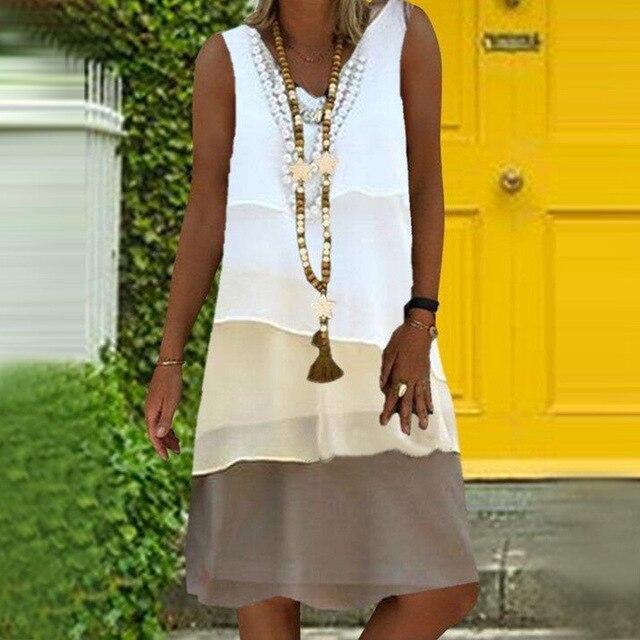 Bohemian Vintage Dresses Summer Woman's Dress V Neck Plus Size Boho Casual Dress Gradient Dot Print Female Robe Vestidos | 168DEAL